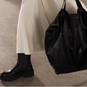 Zara Black Leather Ankle Boots US 6